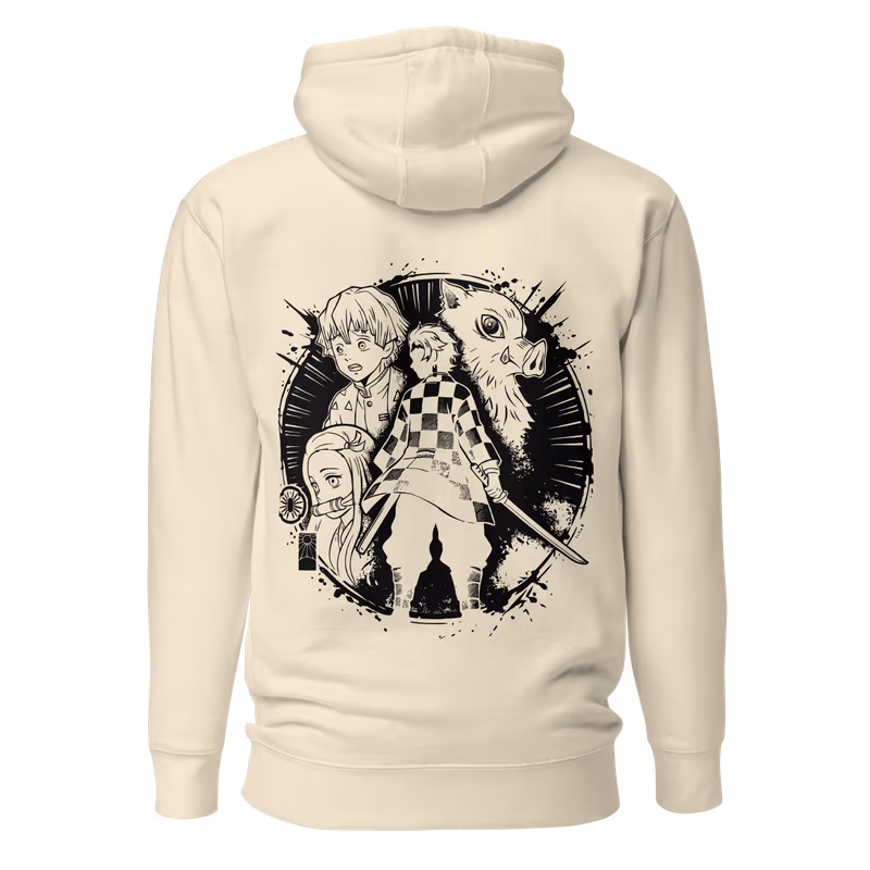 Kamaboko Squad Demon Slayer Graphic Hoodie, Black, view 3
