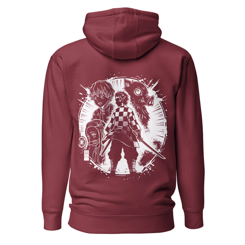 Kamaboko Squad Demon Slayer Graphic Hoodie, Black, view 6