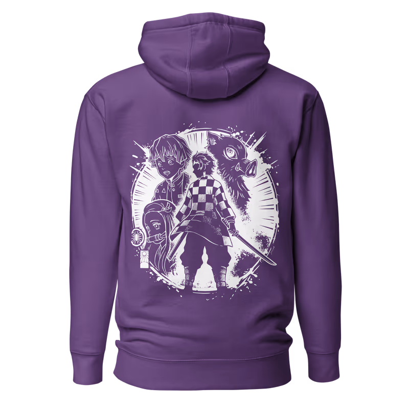 Kamaboko Squad Demon Slayer Graphic Hoodie, Black, view 8