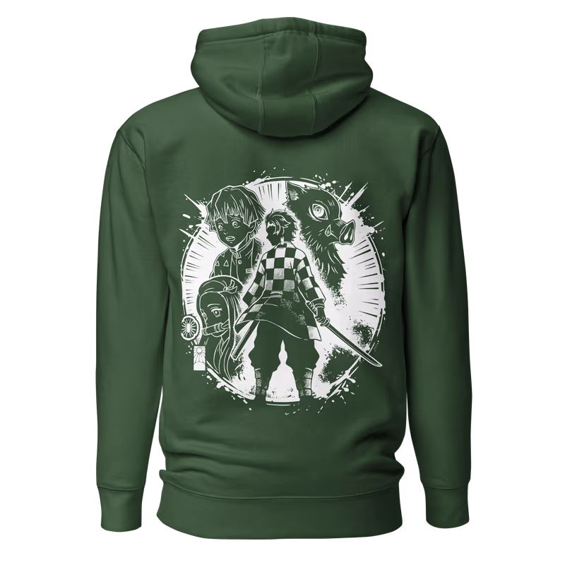 Kamaboko Squad Demon Slayer Graphic Hoodie, Black, view 9