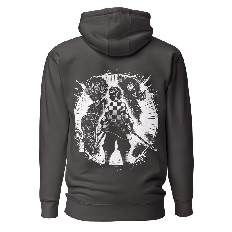 Kamaboko Squad Demon Slayer Graphic Hoodie, Black, view 10