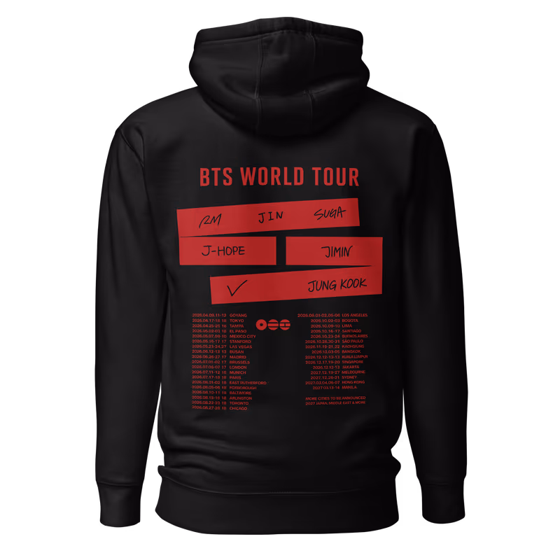 BTS World Tour 2026 Graphic Hoodie, Black, view 2