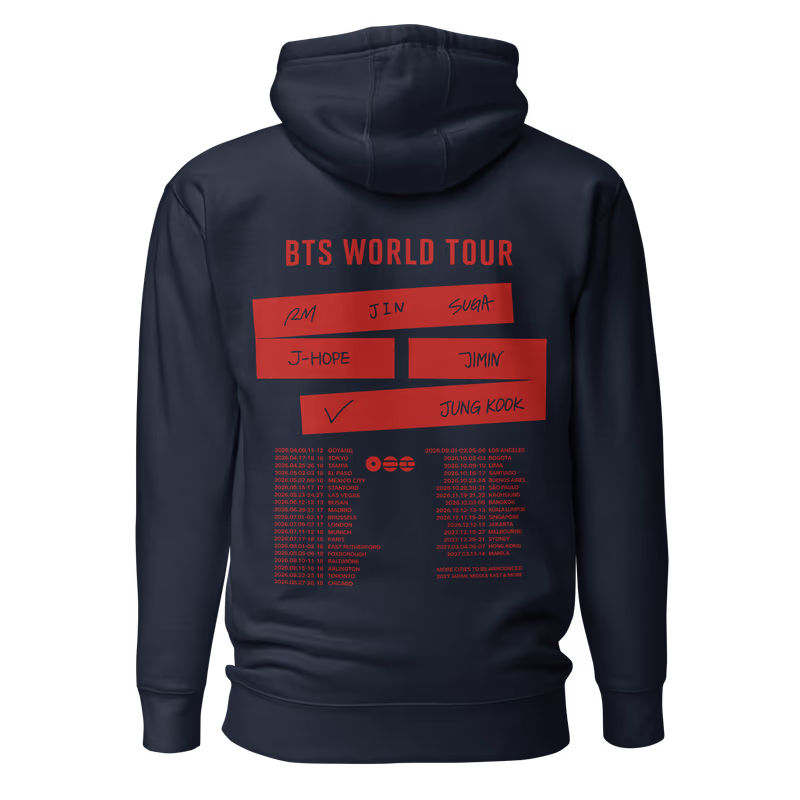 BTS World Tour 2026 Graphic Hoodie, Black, view 3