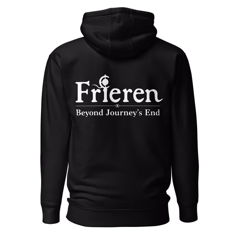 Hero's Party Embroidered Frieren Hoodie, Black, view 2