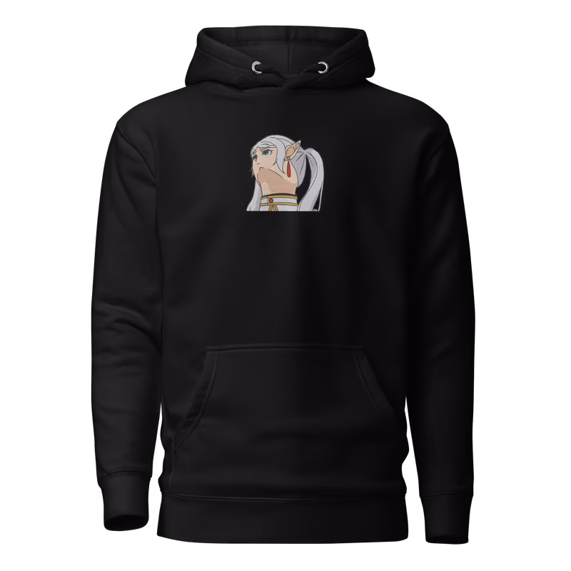 Frieren Smug Meme Face Embroidered Hoodie