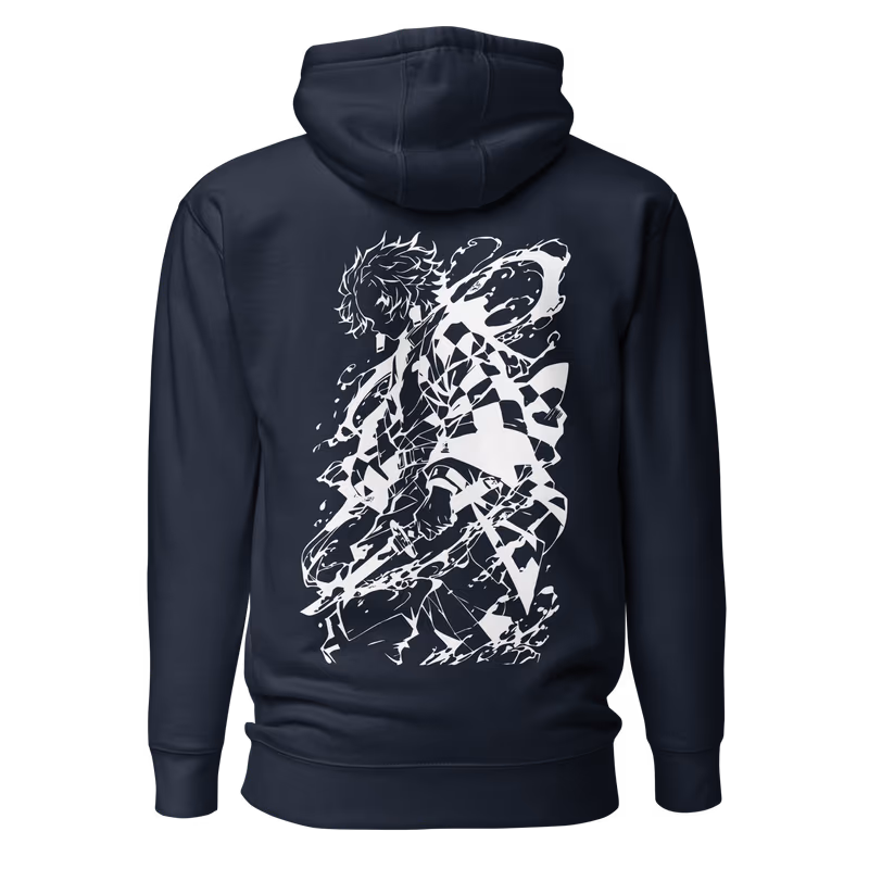 Tanjiro Silhouette Demon Slayer Hoodie, Black, view 3