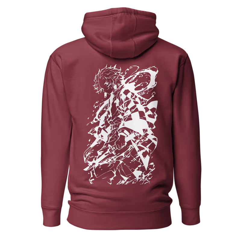 Tanjiro Silhouette Demon Slayer Hoodie, Black, view 4