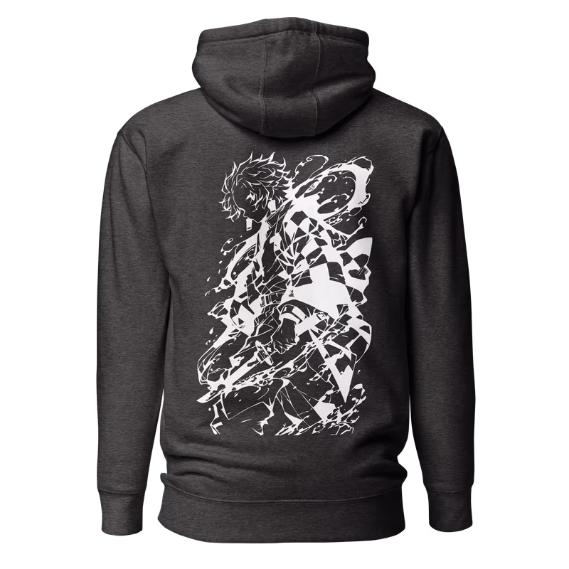 Tanjiro Silhouette Demon Slayer Hoodie, Black, view 5
