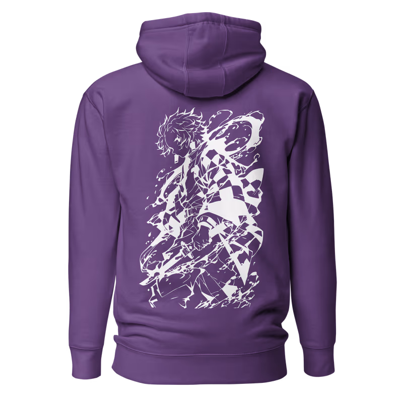 Tanjiro Silhouette Demon Slayer Hoodie, Black, view 6