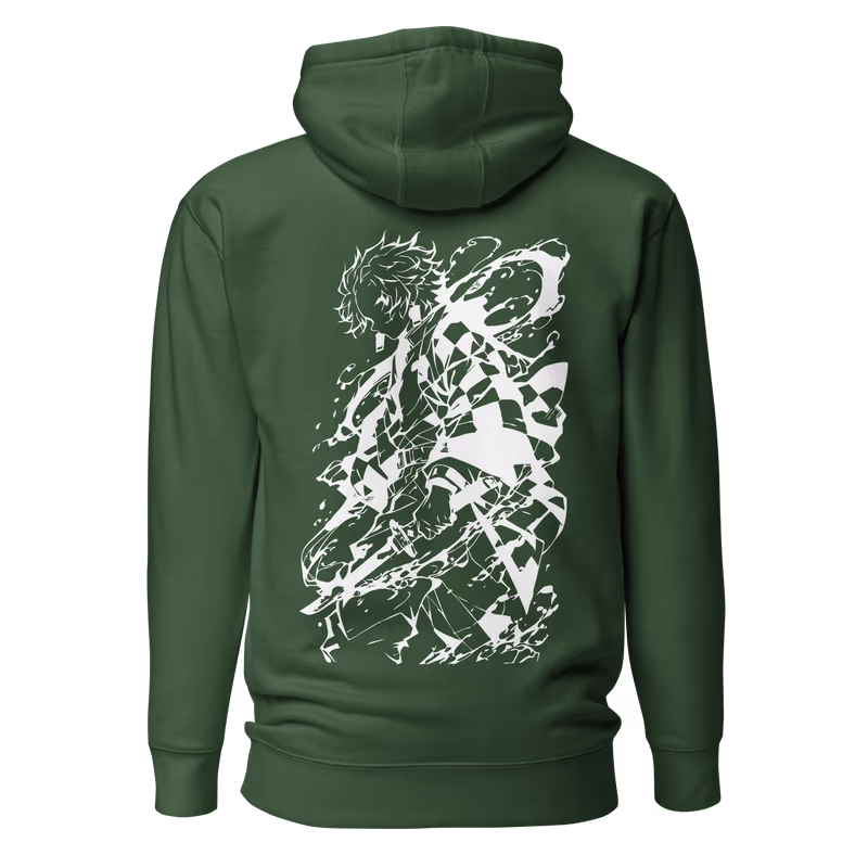 Tanjiro Silhouette Demon Slayer Hoodie, Black, view 7