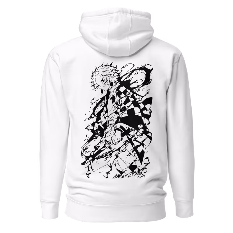Tanjiro Silhouette Demon Slayer Hoodie, Black, view 8