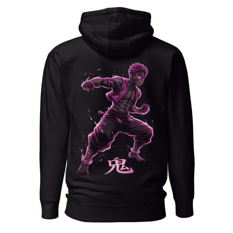 Akaza Compass Needle Demon Slayer Hoodie, Black, view 2