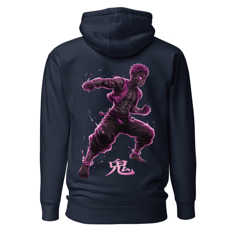 Akaza Compass Needle Demon Slayer Hoodie, Black, view 3