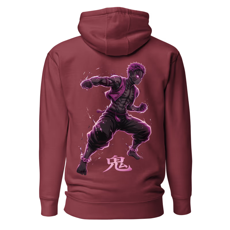 Akaza Compass Needle Demon Slayer Hoodie, Black, view 4