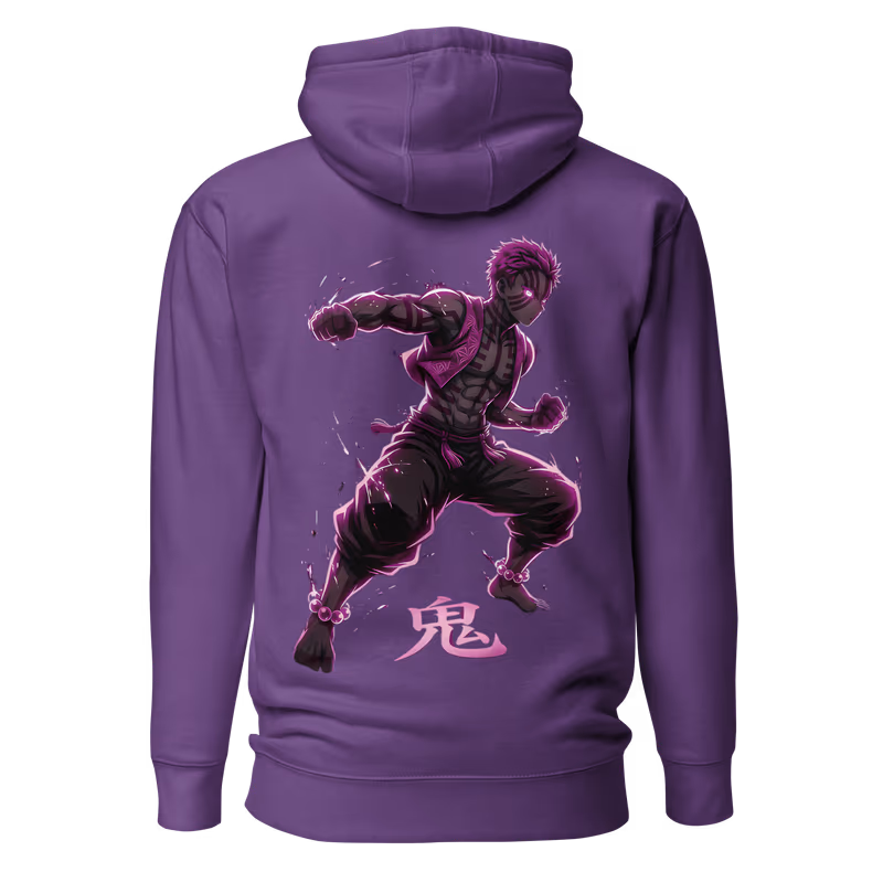 Akaza Compass Needle Demon Slayer Hoodie, Black, view 5