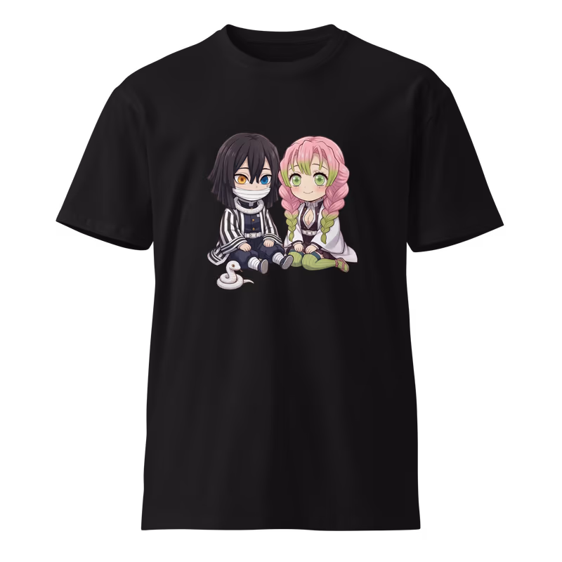 Obanai & Mitsuri Demon Slayer T-Shirt, Black, view