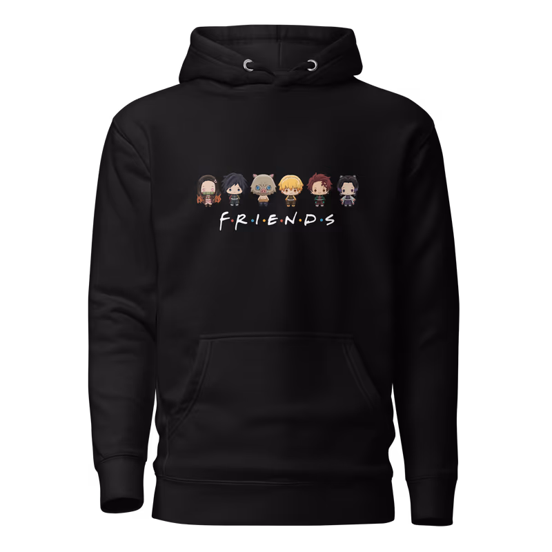 Chibi Friends Demon Slayer Hoodie, Black, view
