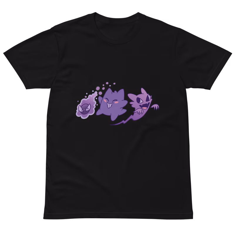 Pokemon Gengar Ghost Evolution T-Shirt, Black, view