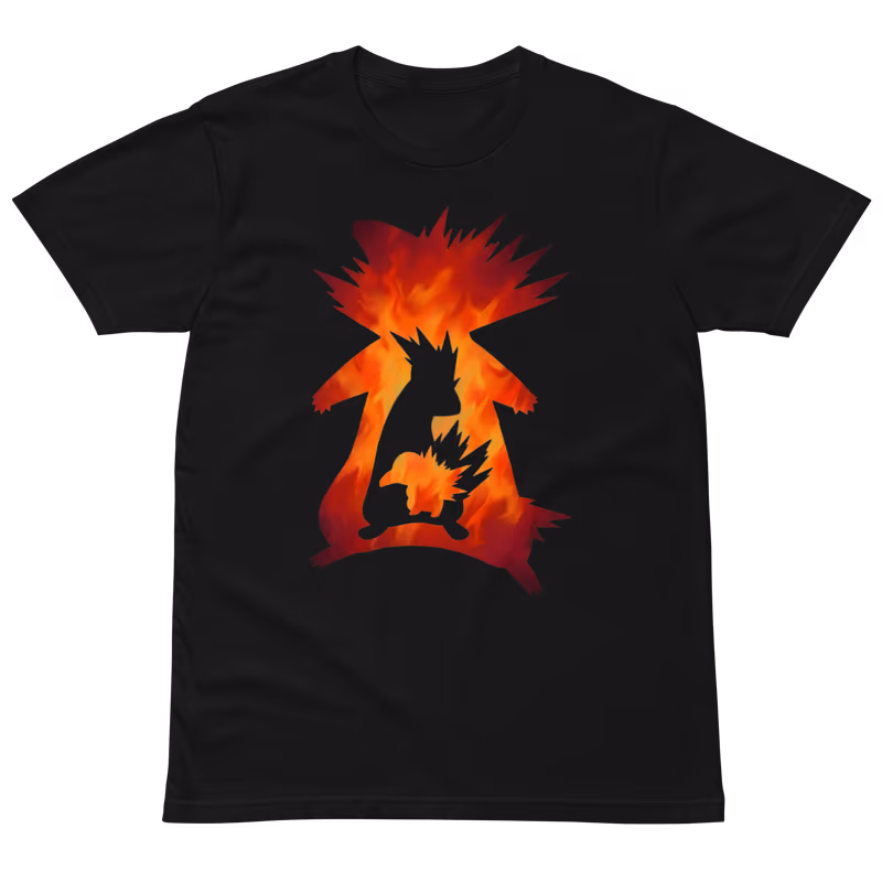 Typhlosion Pokemon Gen 2 Starter T-Shirt, Black, view