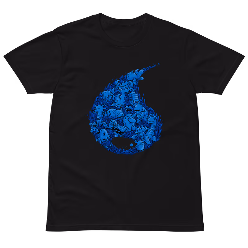 Water Type Pokemon T-Shirt, Black, view