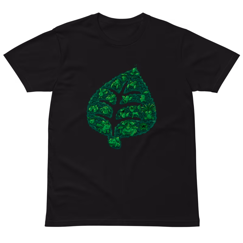 Grass Type Pokemon T-Shirt, Black, view