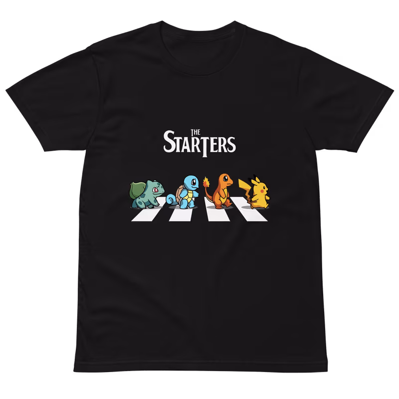 Pokemon The Starters Kanto Graphic T-Shirt, Black, view