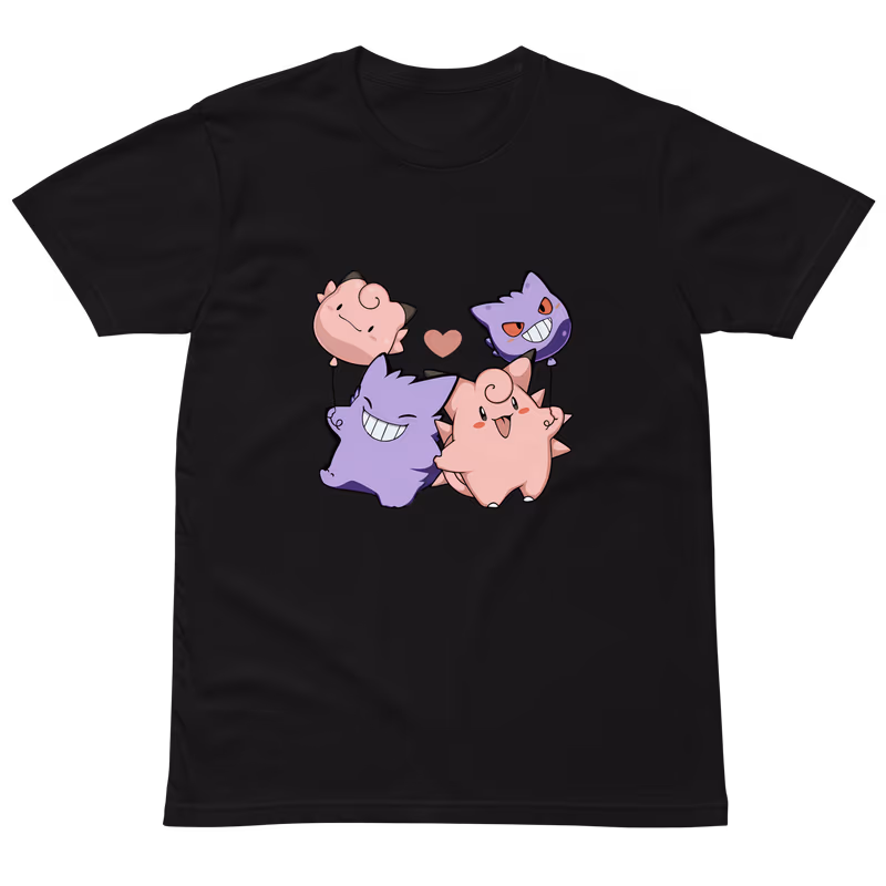 Pokemon Gengar x Clefable Graphic T-Shirt, Black, view