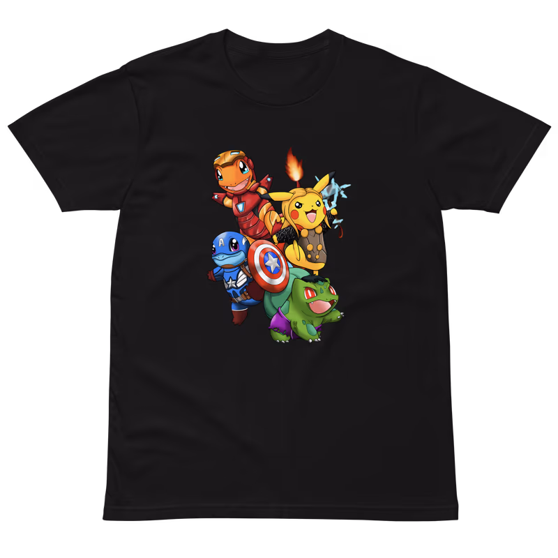 Pokemon Pokavengers Kanto Heroes T-Shirt, Black, view