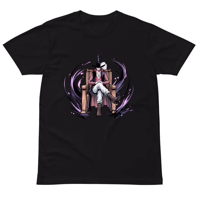 Mihawk One Piece Graphic T-Shirt, Black, view
