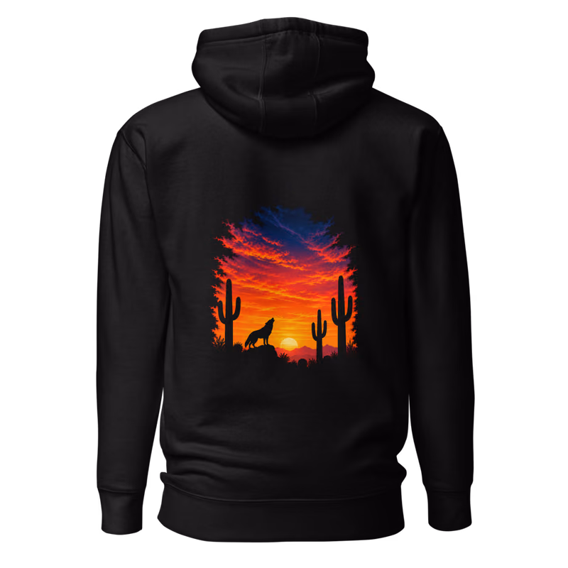 Cactus Hour Hoodie, Black, back