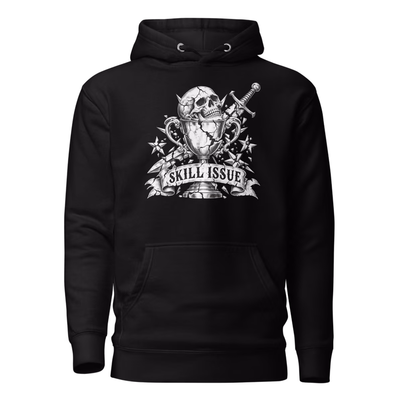 Skill Issue Hoodie, Black, front