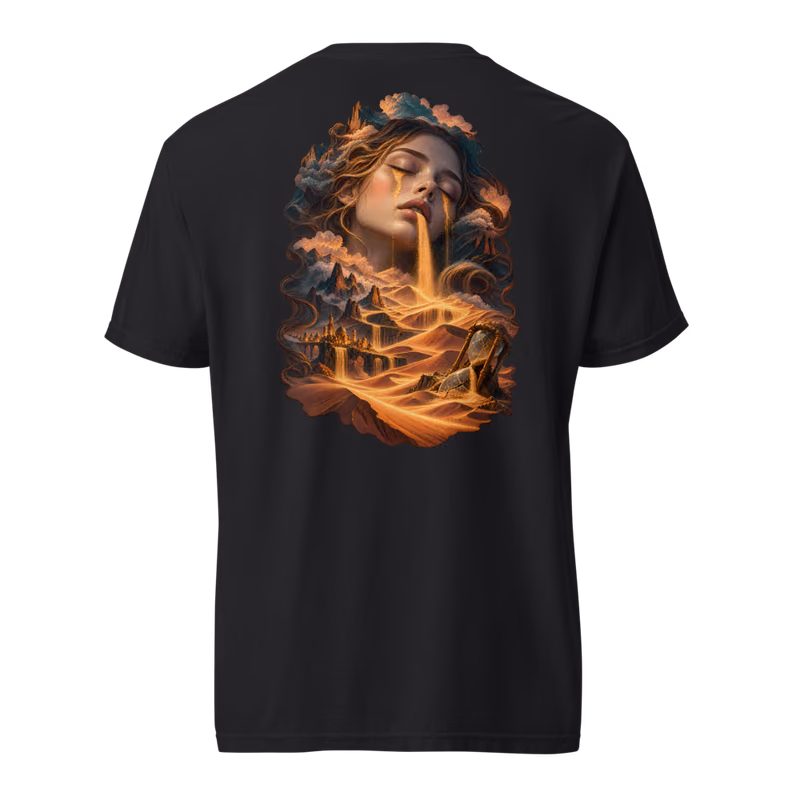 Hourglass Sleeper Tee, Black, back print, back