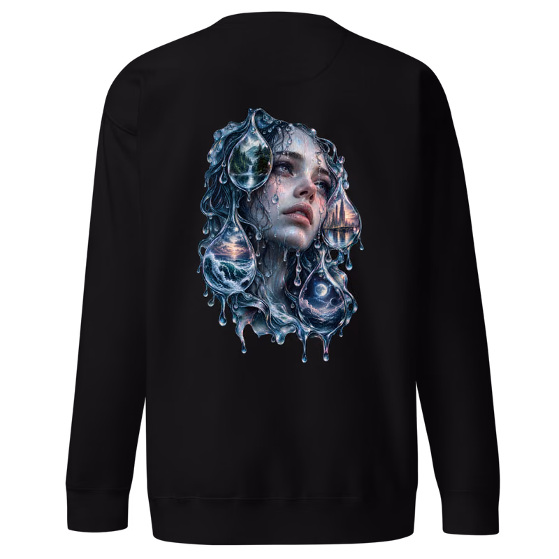 Glass Rain Sweatshirt, Black, back print, back