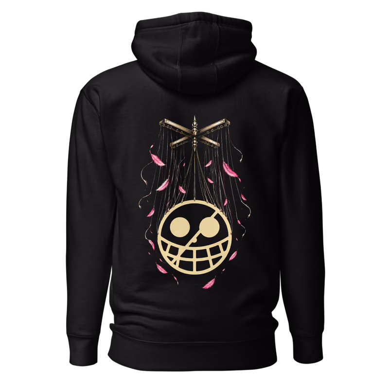 Donquixote Pirates Jolly Roger Hoodie, Black, back print, back