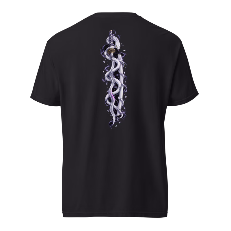 Obanai Iguro Serpent Hashira Sword Tee, Black, back print, back