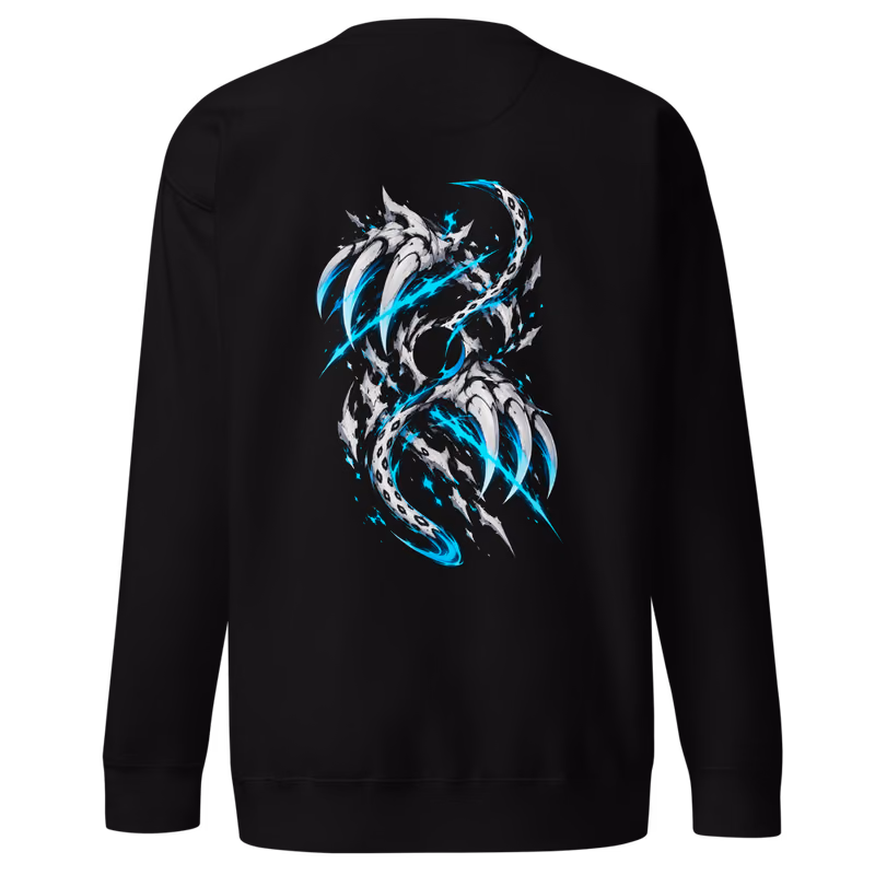 Grimmjow Jaegerjaquez Espada Sexta Sweatshirt, Black, face front + resurreccion back, back