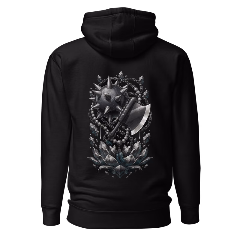 Gyomei Himejima Stone Hashira Weapons Hoodie, Black, back print, back