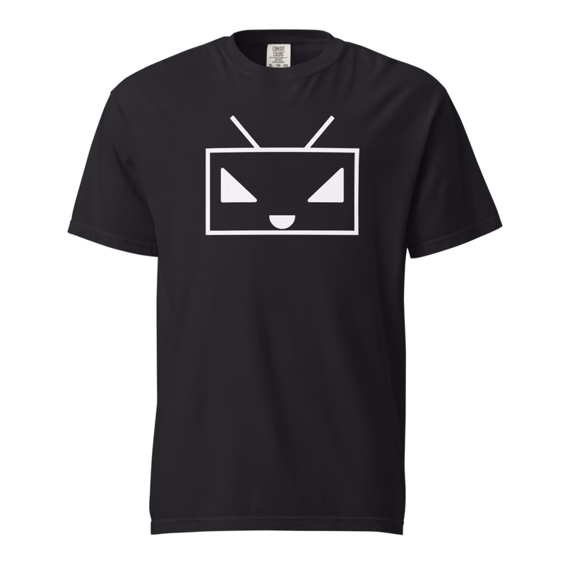 RoRobot UpHi tee, Black, White design, front print, front