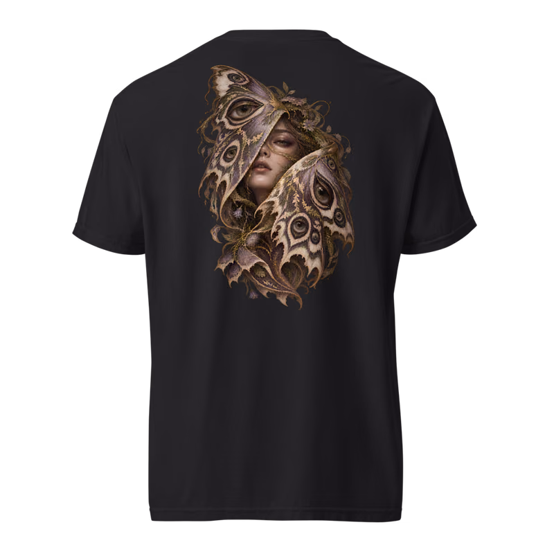 Moth Veil Tee, Black, back print, back