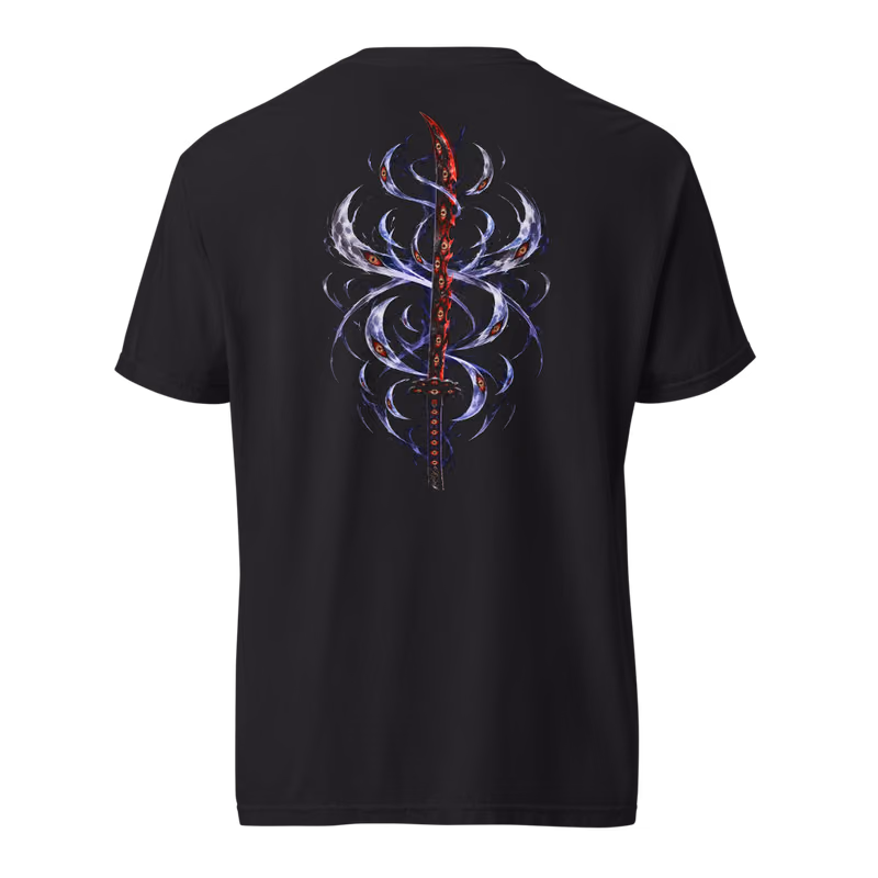 Kokushibo Upper Moon One Tee, Black, eyes front + move back, back