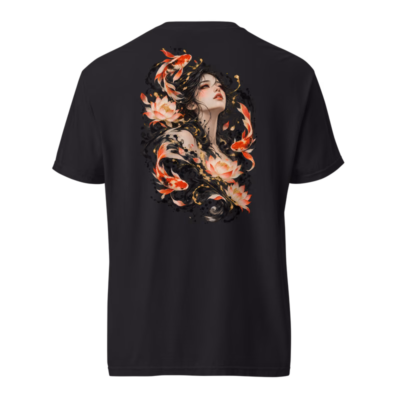 Ink Bloom Tee, Black, back print, back