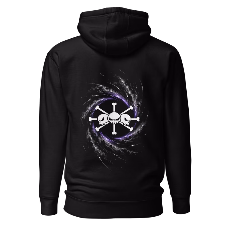 Blackbeard Pirates Jolly Roger Hoodie, Black, back print, back