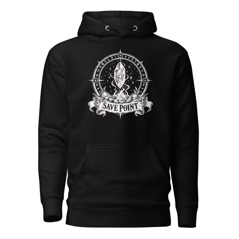 Save Point Hoodie, Black, front