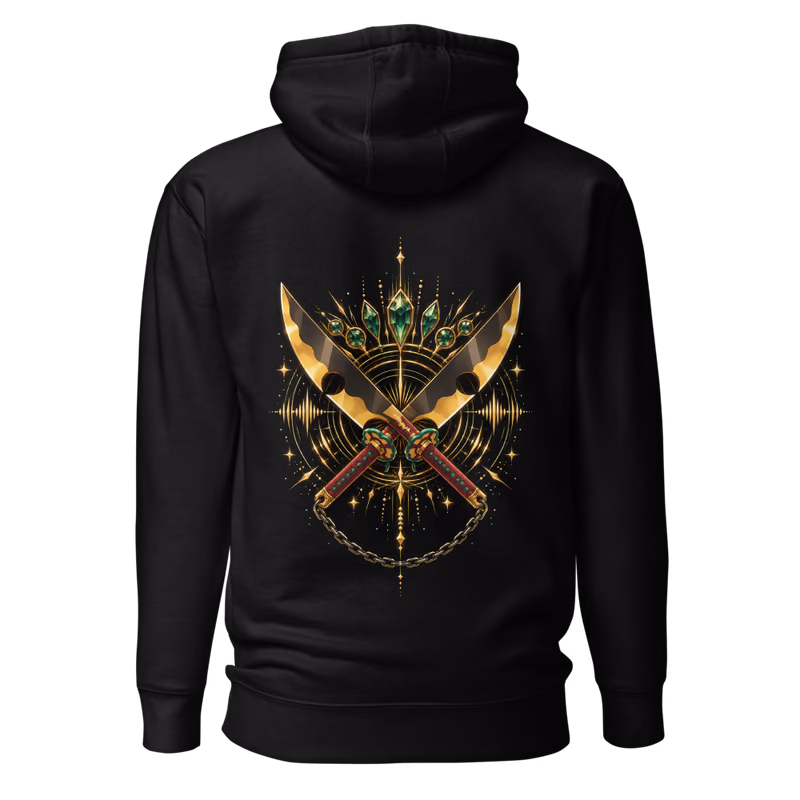 Tengen Uzui Sound Hashira Cleavers Hoodie, Black, back print, back