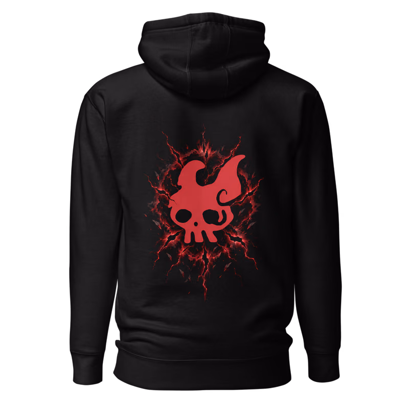 Rocks Pirates Jolly Roger Hoodie, Black, back print, back