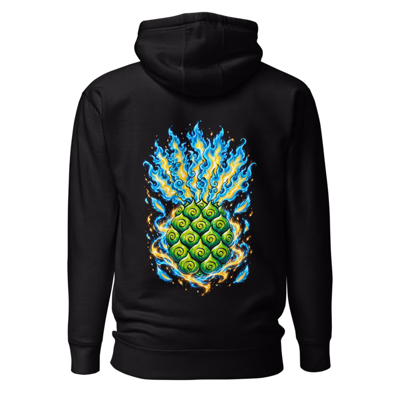 Tori Tori Phoenix no Mi Devil Fruit Hoodie, Black, back print, back