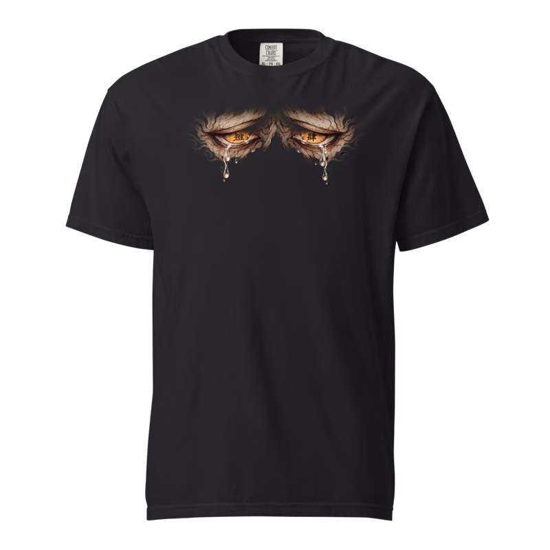Hantengu Upper Moon Four Tee, Black, eyes front + move back, front
