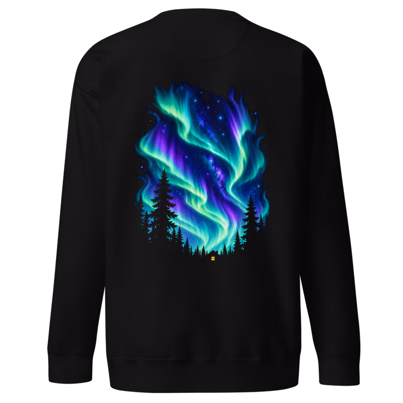 Aurora Pines Sweatshirt, Black, back print, back