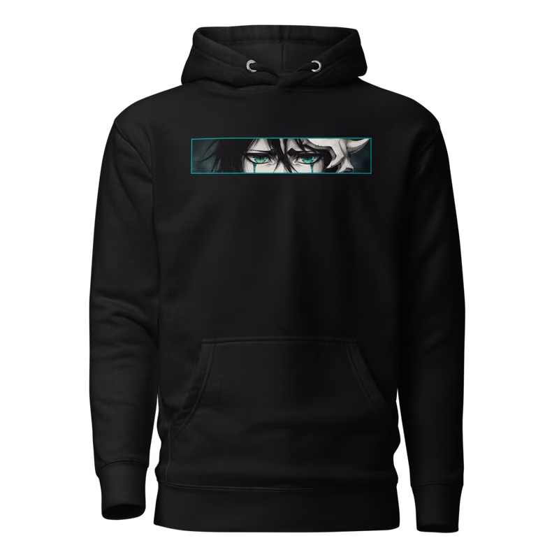 Ulquiorra Cifer Espada Cuarto Hoodie, Black, face front + resurreccion back, front