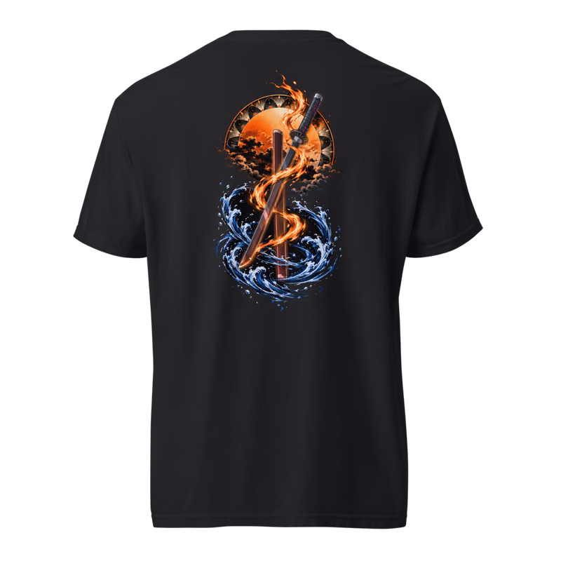 Tanjiro Kamado Hinokami Kagura Sword Tee, Black, back print, back